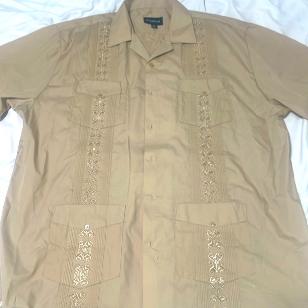 NEW Allsense Men's Short Sleeve Relaxed Fit Cuban Guayabera Shirts, XL 17/-17/12